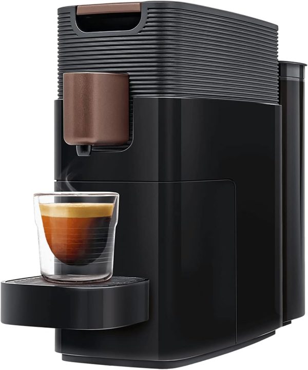 Single Serve Coffee, Espresso & Milk Machine (Black/Copper) | Compact Capsule System | Duo Pressure Brewing