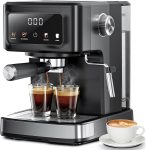 Espresso Machine with Milk Frother, 15 Bar Digital Espresso Maker for Latte & Cappuccino, LED Touch Screen, 1.5L Removable Water Tank, Compact Coffee Maker for Home/Office