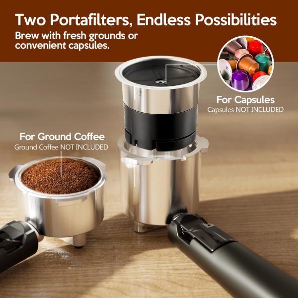20 Bar Espresso Machine Semi-Automatic, Professional Coffee Maker with Milk Frother Steam Wand & 45OZ Removable Water Tank, Home Barista System for Cappuccino, Latte, Americano-Stainless Steel-Green